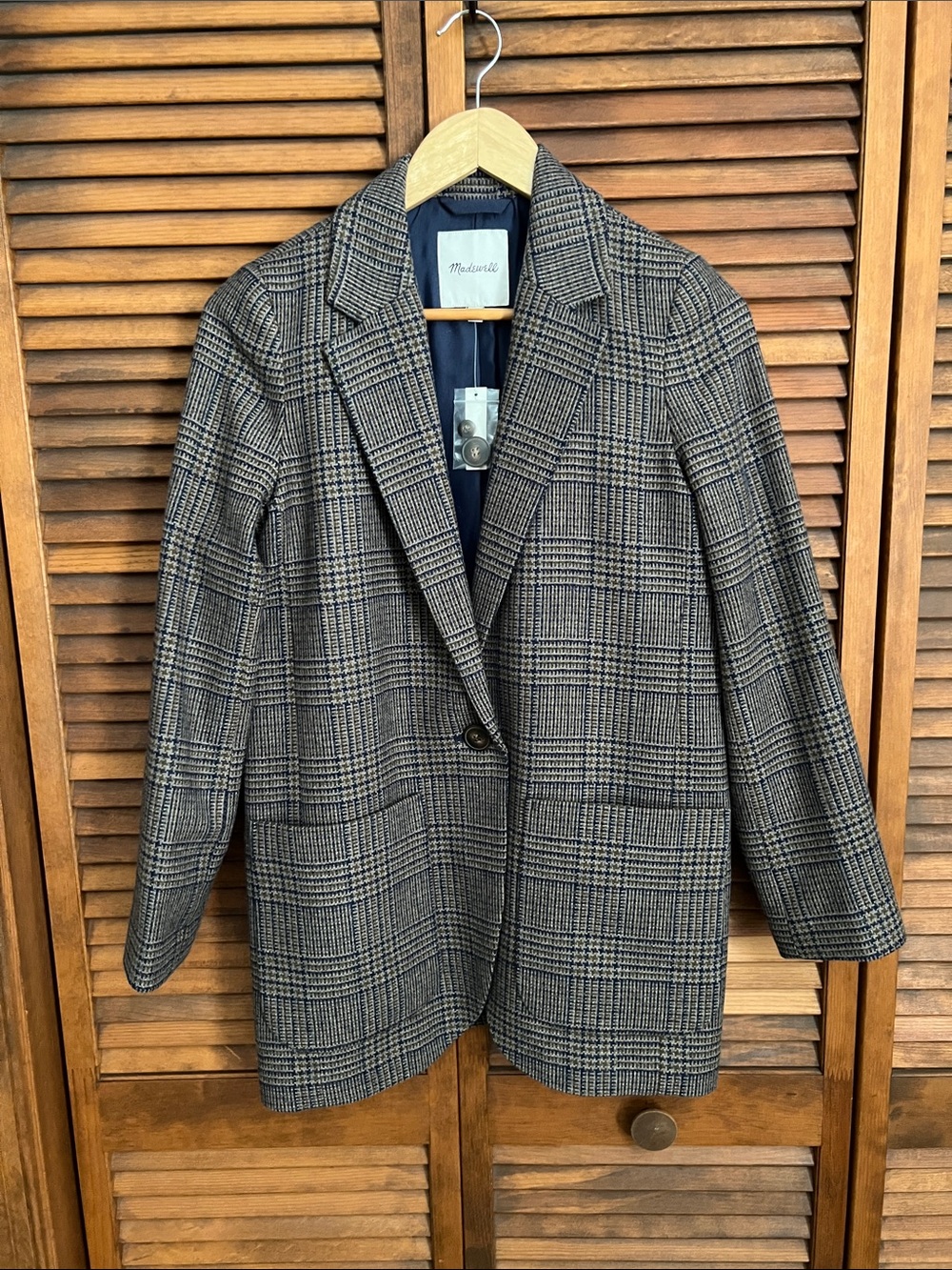 Madewell Plaid Blazer in Brown and Black